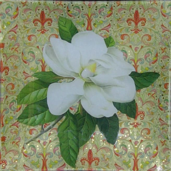 8″ Plate – Hand Cut Magnolia on Italian Paper