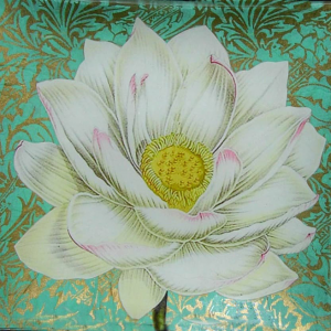 8″ Plate – Hand Cut Lotus on Handmade Paper